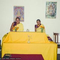 (23077_ng-3.psd) Puja with Lama Yeshe and Lama Zopa Rinpoche at the end of the Lam Rim course, Sydney, Australia, 1975.