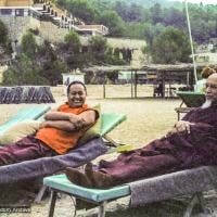 (23348_ng-3.psd) Lama Yeshe and Zong Rinpoche on vacation, Ibiza, Spain, 1978.