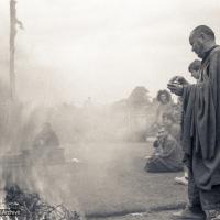 (23550_ng-3.tif) Lama Yeshe, Fire puja, Manjushri Institute, England, 1980. Ina Van Delden (photographer)