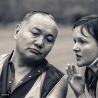 (24967_ng-3.TIF) Lama Yeshe with Vicki Mackenzie, Manjushri Institute, England, 1979.  Robin Bath (photographer)