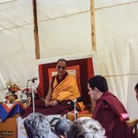 (25103_ng.TIF) In September of 1982, H.H. Dalai Lama visited this retreat center that the lamas had just set up in Bubion, a small town near the Alpujarra mountains near Granada, Spain. At the end of His Holiness teaching he named the center O Sel Ling. Photo by Pablo Giralt de Arquer.