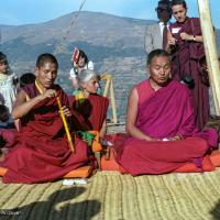 Click to view in our Image Gallery (25316_ng.TIF) Lama Yeshe and Geshe Losang Tsultrim at O Sel Ling. In September of 1982, H.H. Dalai Lama visited this retreat center that the lamas had just set up in Bubion, a small town near the Alpujarra mountains near Granada, Spain. At the end of His Holiness teaching he named the center O Sel Ling. Photo by Pablo Giralt de Arquer.