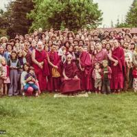 (32810_pr-3.psd) HH Zong Rinpoche with the lamas, sangha and students, Camp Kennolyn group, 1978.