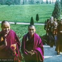 (32824_pr-3.psd) Lama Yeshe and Lama Zopa Rinpoche at Eupilio,  Italy, 1975.