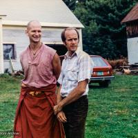 (33154_pr-3.psd) Thubten Pelgye (John Douthitt) and Peter Baker, Milarepa Center, Vermont, 1981.