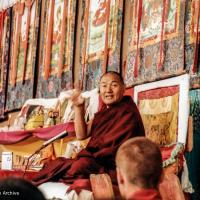 (33570_pr-3.psd) Lama Yeshe giving final teaching at Sixteenth Kopan course, Kopan Monastery, Nepal, 1983. Jeff Nye (photographer)