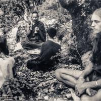 (33716_pr-3.tif) Lama Yeshe consecrating A-frame land at Tushita Retreat Centre, Dharamsala, India, 1973. Pete Northend is on the right.