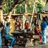 (34225_pr-3.tif) Lunch with students on the Ridge, Vajrapani Institute, California, 1980.