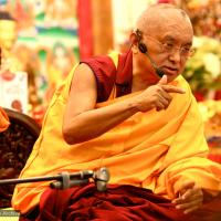 Lama Zopa Rinpoche teaching in Singapore, February 2010. Photo: Seow Kheng.