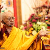 Lama Zopa Rinpoche teaching in Singapore, 2010. Photo: Tan Seow Kheng.