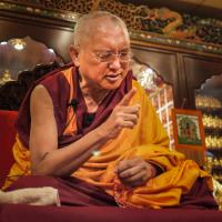 Lama Zopa Rinpoche teaching in Hong Kong, 2010. Photo by Thubten Kunsang (Henri Lopez).