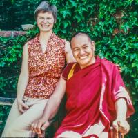 (35971_pr-3.psd) Lama Yeshe with Carol Fields, Berkeley, CA, 1977. Carol Fields (donor)