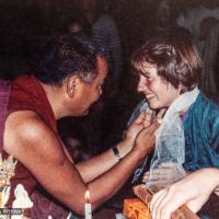 (38049_pr-3.jpg) Lama Yeshe with Merry Colony, 13th Kopan Meditation Course, Nepal, 1980. Dean Alper (donor)