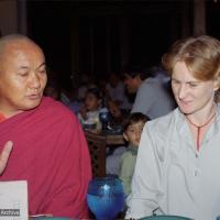 (38159_ng-3.psd) Lama Yeshe and Margaret Castles, Hotel Oberoi,  India, 1983.