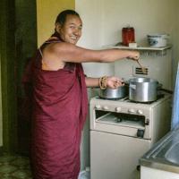 (39323_ng-3.tif) Lama Yeshe cooking at Manjushri Institute, 1979.