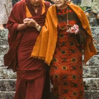 (39363_sl-3.tif) Lama Yeshe with Sigrid Kremzov, Manjushri, 1978.