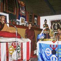 (39385_sl-3.psd) Song Rinpoche with Tenzin Wangchuk, Camp Kennolyn, CA, 1978.