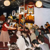 Puja at Istituto Lama Tzong Khapa with Zong Rinpoche, Italy, 1978.