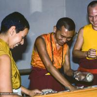 (39439_sl-3.jpg) Zia Bassam and Helmut Hohm with Lama Zopa Rinpoche, Germany 1979.