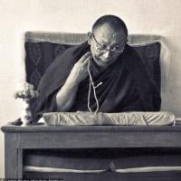 (15481_ng-3.psd) Geshe Dhargyey teaching at the Tibetan Library in Dharamsala, India, 1974. Photo by Dan Laine.