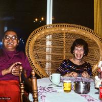 (39483_sl-3.jpg) Lama Yeshe with Lucille Cayton (mother of Karuna Cayton), Aptos, CA, 1983.