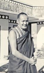 (00608_ud-2.psd) Portrait of Lama Yeshe on the roof at Kopan Monastery, Nepal, 1974.