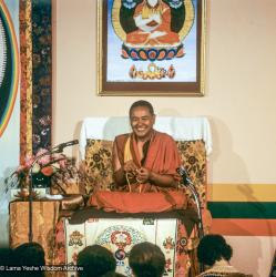 (05714_ng.JPG) Lama Yeshe teaching at Manjushri Institute, England, 1982. LYWA collection.