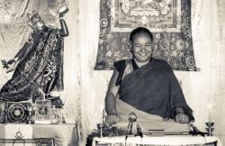 Lama Yeshe teaching at Tushita Retreat Centre, Dharamsala, India, 1983.