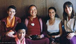 (06998_pr-3.psd) Anila Ann, Max Mathews, Lama Yeshe, Deborah Simpson, and Mary-Jane Nehring, Vancouver, CA, 1980.