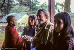 (09560_sl-3.JPG) Sister Max, Judith Diane Short (Priya), Glen Mullin, Roberta Mandel, Tushita Retreat Centre, Dharamsala, India, 1977.