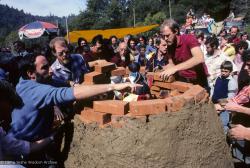 (10049_sl.JPG) Cremation of Lama Yeshe at Vajrapani Institute, California in March of 1984. Photo includes John Jackson and Chuck Thomas.  Photo by Ricardo de Aratanha.