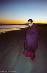 (10231_ng.psd) Lama Zopa Rinpoche at the beach, Adelaide, Australia, 1983. Photos taken and donated by Wendy Finster.