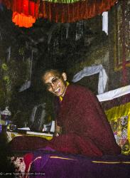 (12614_ng-2.psd) Lama Zopa Rinpoche teaching. Photo from the 8th Meditation Course at Kopan Monastery, Nepal, 1975.