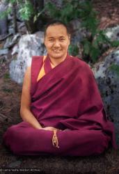 (15125_pr.psd) Lama Yeshe, Chenrezig Institute, Australia, 1975. Photo by Tony Duff, retouching by David Zinn.