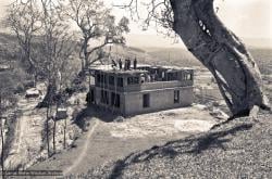 (15141_ng.psd) The construction of Kopan, second floor in progress, rear view, 1972. Kopan Monastery, built in Nepal, is the first major teaching center founded by Lama Yeshe and Lama Zopa Rinpoche.