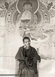 (15181_pr.psd) Portrait of Lama Zopa Rinpoche at Tushita Retreat Centre, Dharamsala, India, 1973. In 1972, along with a few of their Western students, Lamas Yeshe and Zopa bought an old colonial house on a hill above McLeod Ganj in Dharamsala, India, and there founded Tushita Retreat Centre.