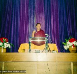 (15977_ng.tif) Lama Yeshe giving a public talk, Adyar Theater, Sydney, Australia, 8th of April, 1975.