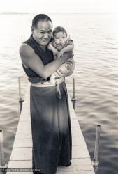 (17828_ng-3.psd) Lama with Lolly and Dieter Gewissler's son Dejung, Madison , WI, 1977. Morgan Groves (photographer)