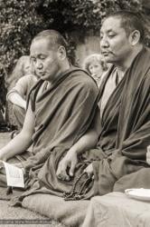 (20945_ng-1.psd) Lama Yeshe and Geshe Tegchok doing puja, Manjushri Institute, England, 1979. Brian Beresford (photographer)