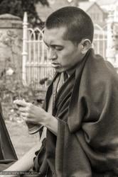 (20946_ng.TIF) Lama Zopa Rinpoche doing puja, Manjushri Institute, England, 1979. Brian Beresford (photographer)