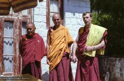 (22414_ng-3.tif) Lama Yeshe, Piero Cerri, Peter Kedge, Tushita Retreat Centre, Dharamsala,  India, 1982.