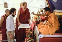 (23050_ng-3.tif) Lama Zopa Rinpoche, Basili Lorca, Piero Cerri, Alberto Vignoli, Alicante, Spain, 1981.