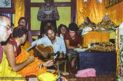 (23437_ng-3.tif) Songs from students and sangha during long life puja for Lama Yeshe, Tushita Retreat Centre, Dharamsala, India, 1982. Dan Laine (photographer)