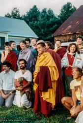 (29448_ud-3.jpg) Lama Zopa Rinpoche and Merry Colony at Milarepa Center, 1981.