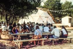 (34573_sl-3.jpg) Students near geodesic dome, Ibiza, 1978.