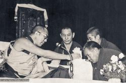 (35940_ng-3.jpg) H.H. 14th Dalai Lama and Lama Yeshe at Second Dharma Celebration , Ashoka Hotel, New Delhi, India, 1982.