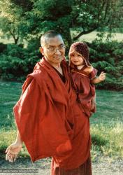 (36109_pr-v2.tif) Lama Zopa Rinpoche with Tenzin Ösel Hita, Brisbane, Australia, 1986. LYWA collection.