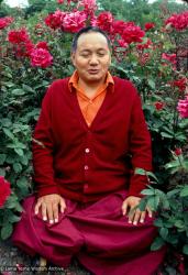 (39391_sl-3.psd) Lama Yeshe at Bloedel Floral Conservatory in Queen Elizabeth Park, Vancouver, BC, Canada, 1978. Jon Landaw (photographer)