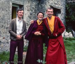 (39396_sl-3.tif) Harvey Horrocks, Nicole Couture (Kedge), and Peter Kedge, Manjushri Institute, England, 1978.