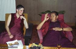 (39402_ng-3.tif) TY (Thubten Yeshe - Augusta Alexander) and Lama Yeshe  at Manjushri Institute, England, 1982.